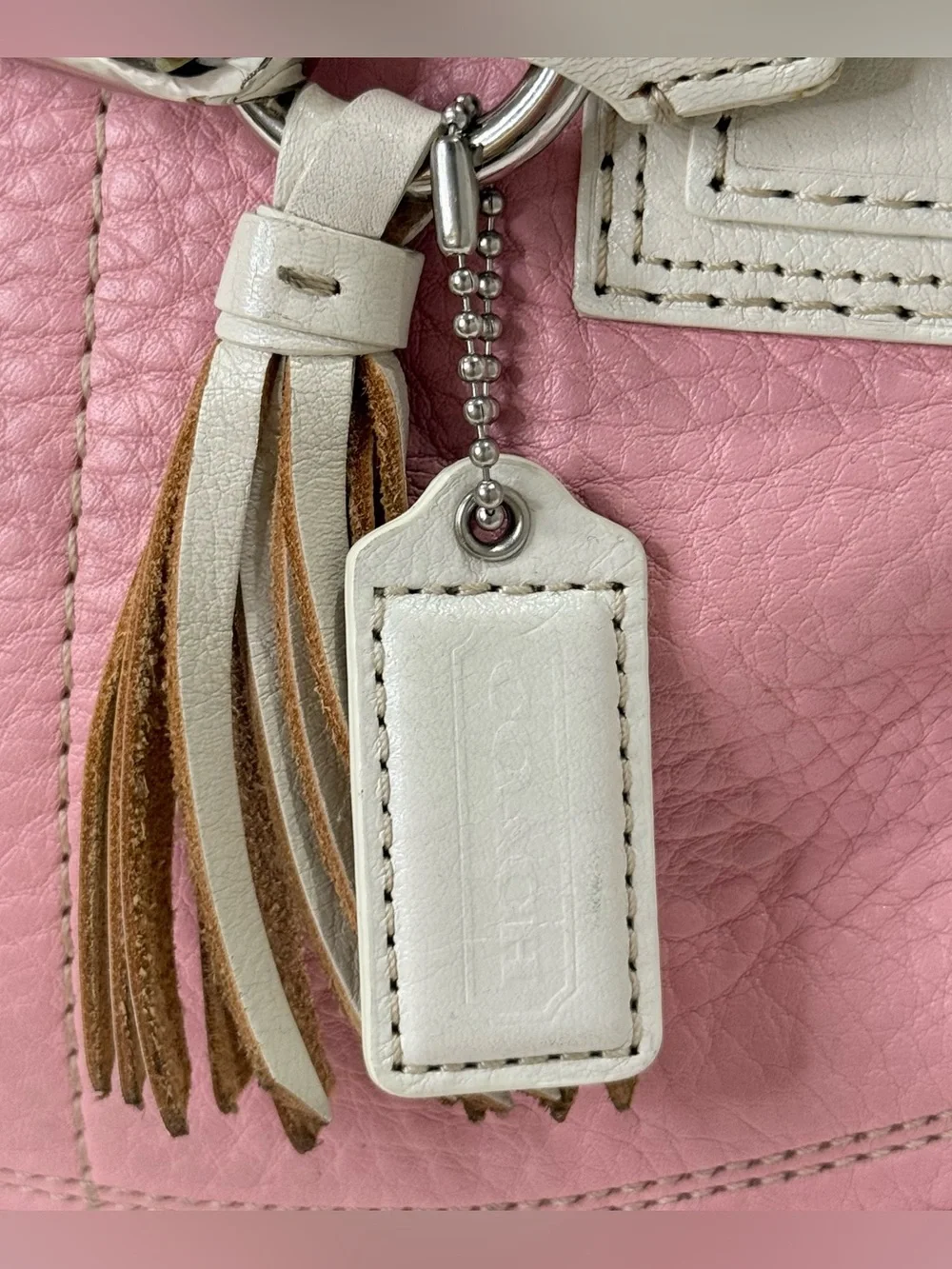 Vintage Coach Y2K Hamptons Carryall Satchel Bag Pink Leather Coquette F13084